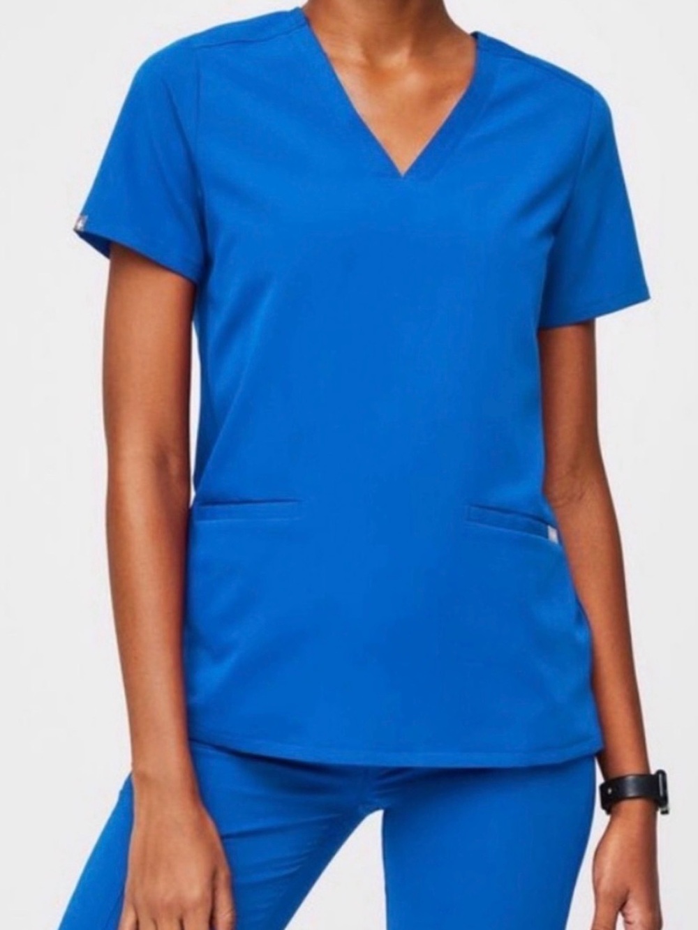 Figs Casma Three-Pocket Scrub Top Royal Blue Size Medium